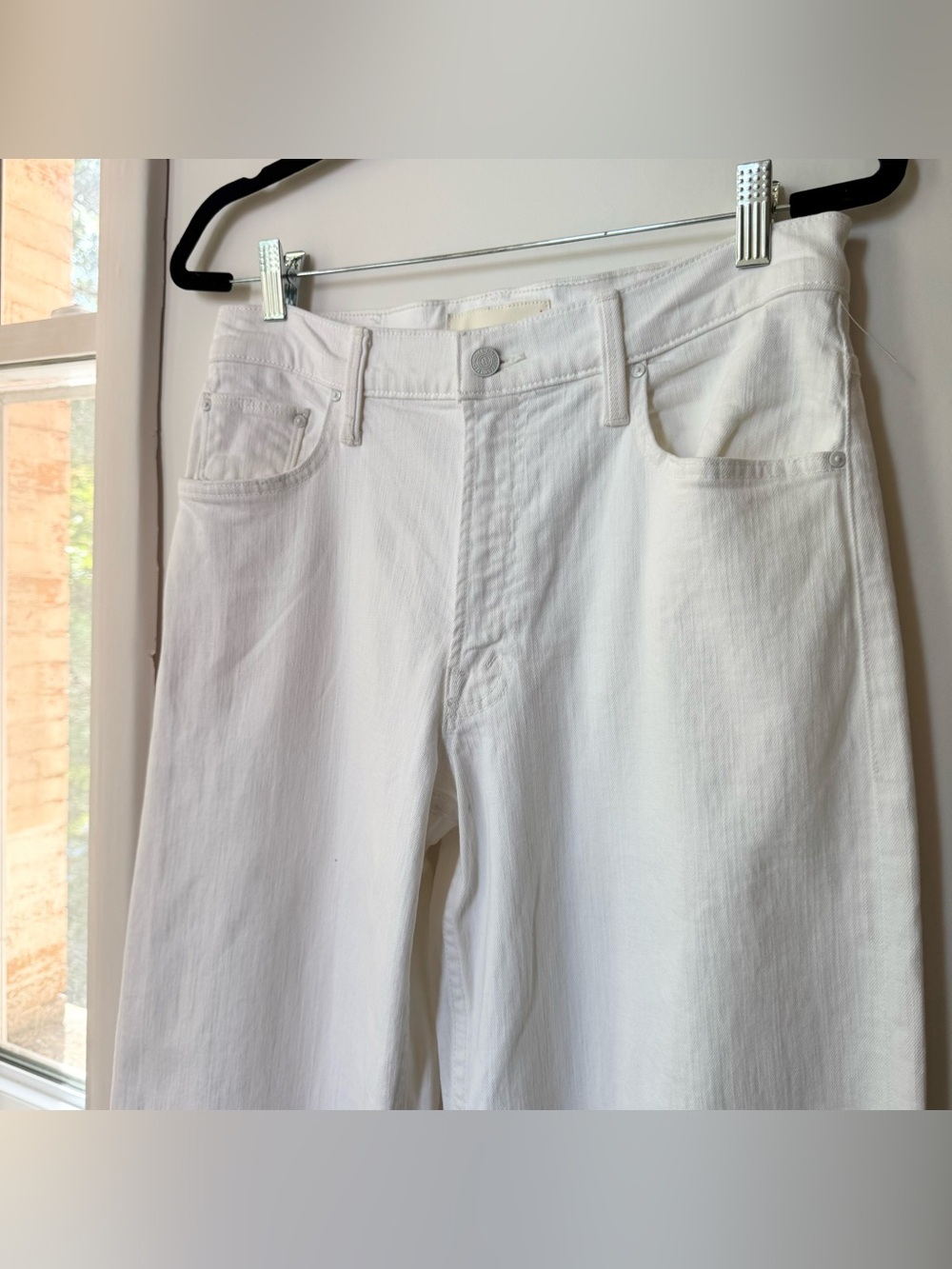 MOTHER Superior The Spinner Sneak Wide-Leg Jeans in Totally Innocent White 28 - Picture 5 of 16